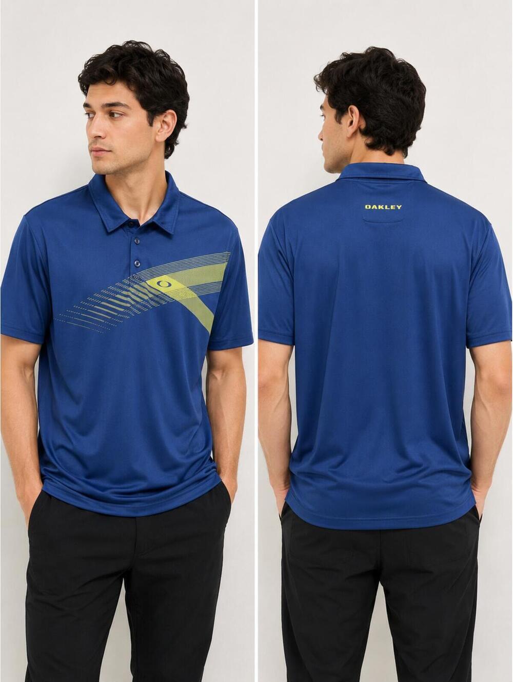 Oakley Polo Shirt Men’s 2XL Blue Performance Golf Short Sleeve